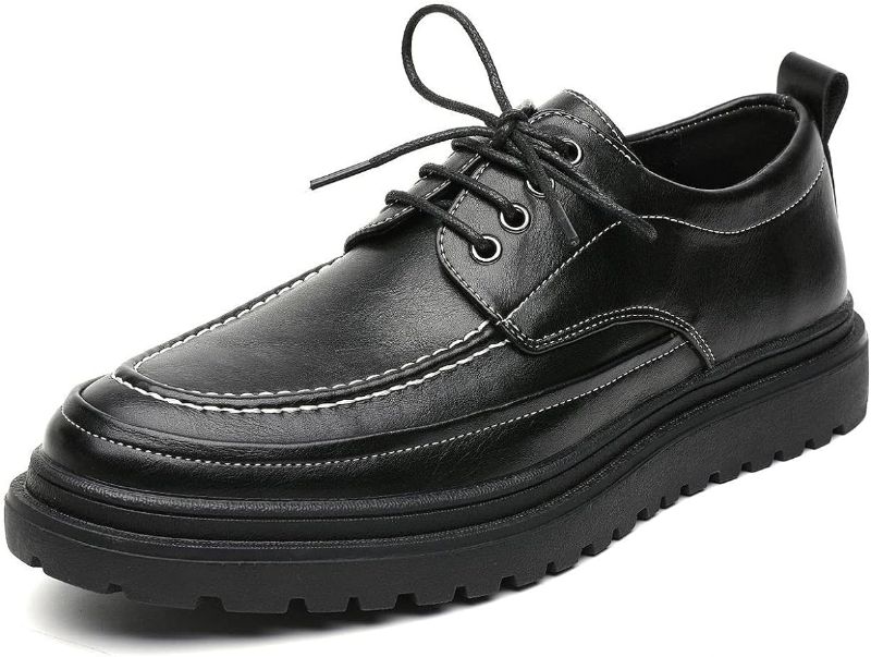 Photo 1 of Business Casual Men's Shoes, Walking Shoes for Work, Flat Shoes, Brogue Men's Shoes, Black and Coffee Shoes, 4-Hole lace-up Shoes SZ 8.5