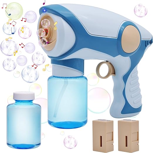 Photo 1 of Joyin  Musical Bubble Gun with 2 Bubble Solutions (130ml), Toddlers Bubble Machine, Bubble Toys for Kids, Summer Outdoor Play, Bubble Party Favors