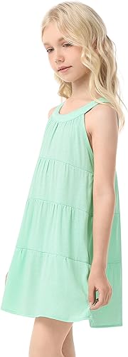Photo 1 of Geru Girl's Halter Neck Sleeveless Summer Casual Sundress A-line Solid Color Dress, SIZE 150