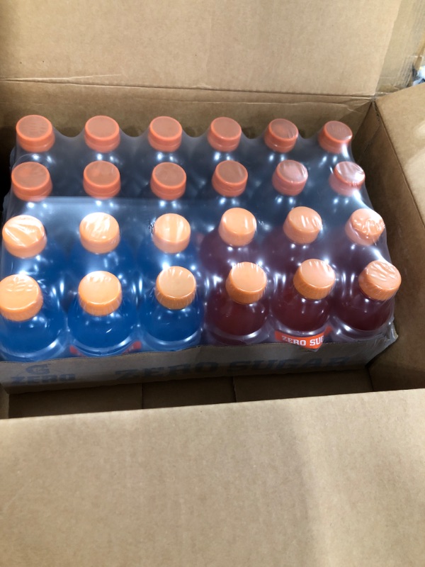 Photo 1 of EXP: 05/23/24 - ZERO Gatorade Variety Pack Thirst Quencher, 12 Fl Oz Bottles, 24 Pack
