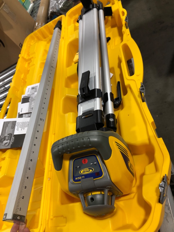 Photo 7 of Spectra Precision LL100N-2 Laser Level Kit with HR320 Receiver and Clamp, 15' Grade Rod (Inches), Tripod, and System Case , Yellow
