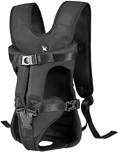 Photo 1 of Bebeibon Pet Carrier Backpack Front Pack Carrier for Small Dogs Cats Puppies Legs Out Easy-fit Adjustable Travel Bag for Outdoor Hiking Camping Cycling (Small, Black) 