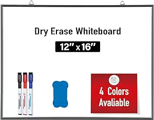 Photo 1 of DumanAsen Dry Erase Board, 12" x 16" Aluminum Frame Magnetic Whiteboard for Wall, Ultra-Narrow Portable Whiteboard for Home,Office, Includes 3 Markers, Eraser and Mounting Hardware (Black) 