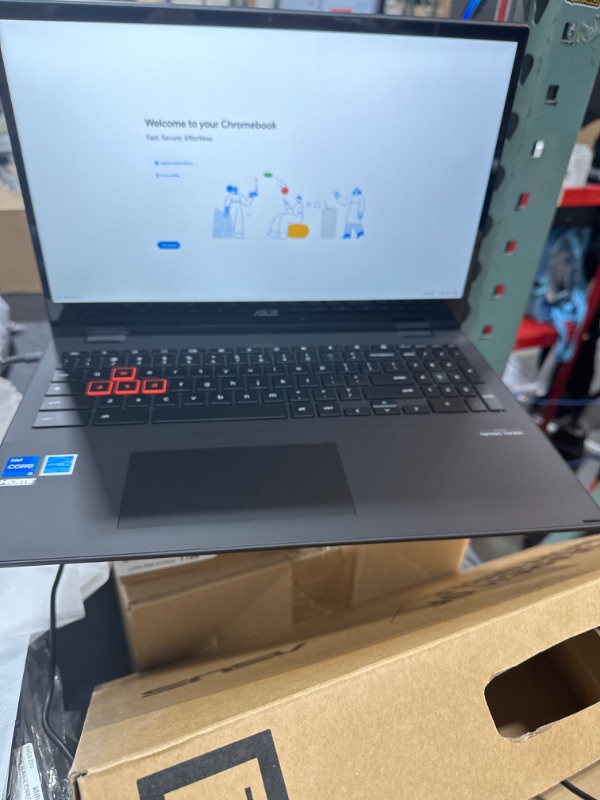 Photo 2 of ASUS C424MA-AS48F Chromebook C424, 14.0" 180 Degree FHD NanoEdge Display, Intel Dual Core Celeron Processor, 4GB LPDDR4 RAM, 128GB Storage, Silver Color, C424MA-AS48F Celeron | 4GB | 128GB