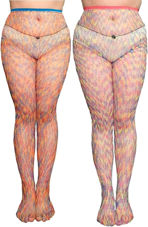 Photo 1 of CAT & DEER Colorful Small Grid Rainbow Fishnet Stockings
