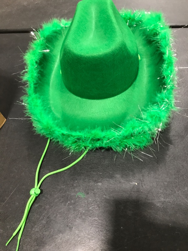 Photo 1 of 6PCS GREEN COWNOY HATS WITH FUR LINE AND SUNGLASSES