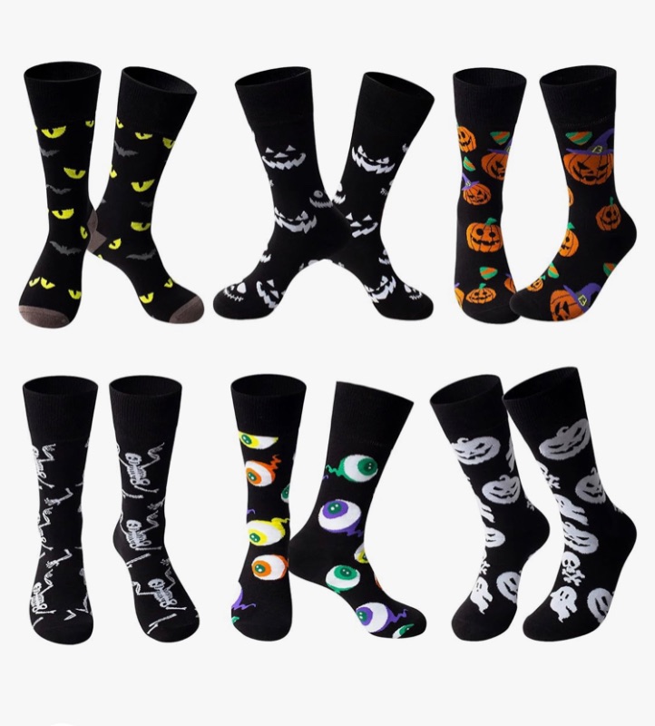 Photo 1 of Fun Halloween Socks for Men - 6 Pairs Funny Crew Cotton Novelty Socks Gifts for Male