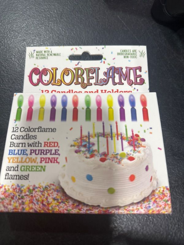 Photo 1 of Colorflame Birthday Candles with Colored Flames - Birthday, Party, Cake Decor - 12 Candles 