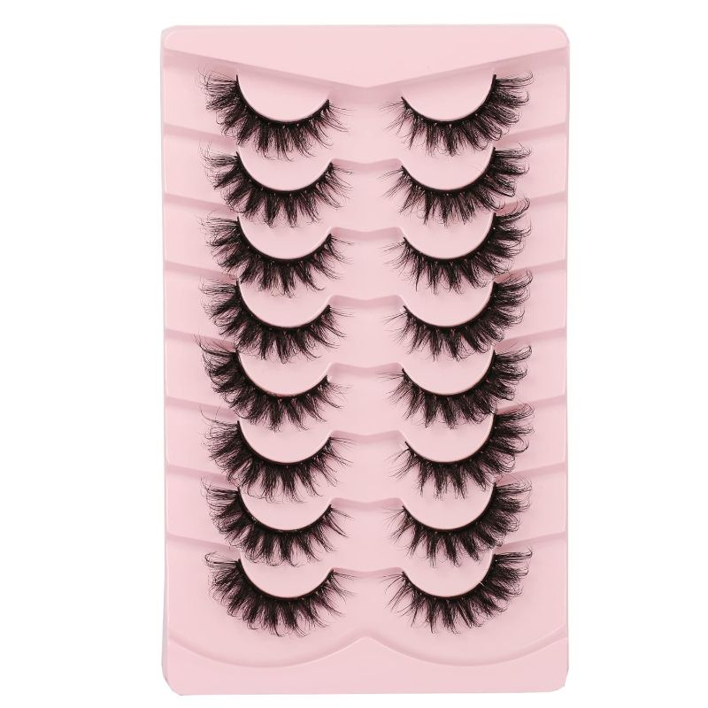 Photo 1 of Gmagictobo Fluffy 3D Mink Lashes Cat Eye Lashes Pack D Curl Russian Strip Lashes Extension Look False Eyelashes Soft Wispy False Lashes 8 Pairs Multipack
