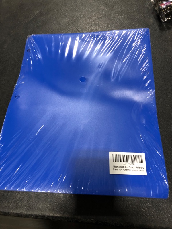 Photo 2 of Folders with Pockets 3 Hole Punched, Heavy Duty Plastic Folders with Holes, 3 Ring Folders with Pockets, Fits 8.5 * 11 Letter Size Sheets, Classroom Folders Bulk (Blue) 12 PACK Blue