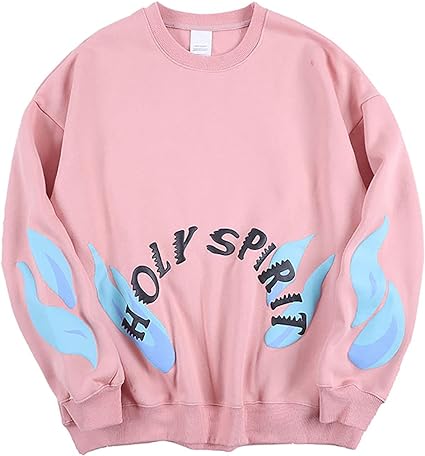 Photo 1 of Arnodefrance Men Holy Sweatshirts Hip Hop Flame Letter Graphic Printing Pullover Oversize Long Sleeve Sweatshirt SIZE XL
