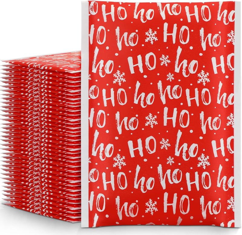 Photo 1 of 100 Pcs Christmas Kraft Bubble Mailer 4 x 8 Inch Padded Envelopes Sealing Small Shipping Envelopes Bubble Bags for Shipping for Small Business Mailing Packaging
