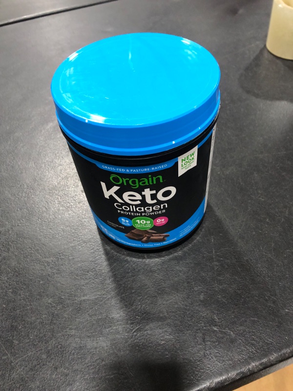 Photo 2 of Orgain Keto Collagen Protein Powder, Chocolate - 10g Grass Fed Hydrolyzed Collagen Peptides Type 1 & 3, 10g Protein, 5g MCT Oil - Hair, Skin, Nail, & Joint Support, Gluten Free, Paleo - 0.88lb Chocolate Keto Collagen Powder -- EXP 05/23/24