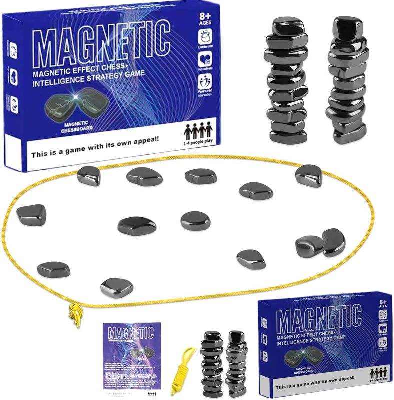 Photo 1 of 2024 New Magnetic Chess Game,Magnetic Chess Game with 24 Stones,Magnetic Chess Game Using String and Stones,Magnet Chess Game,Family Game Party Game for Kids and Adults
