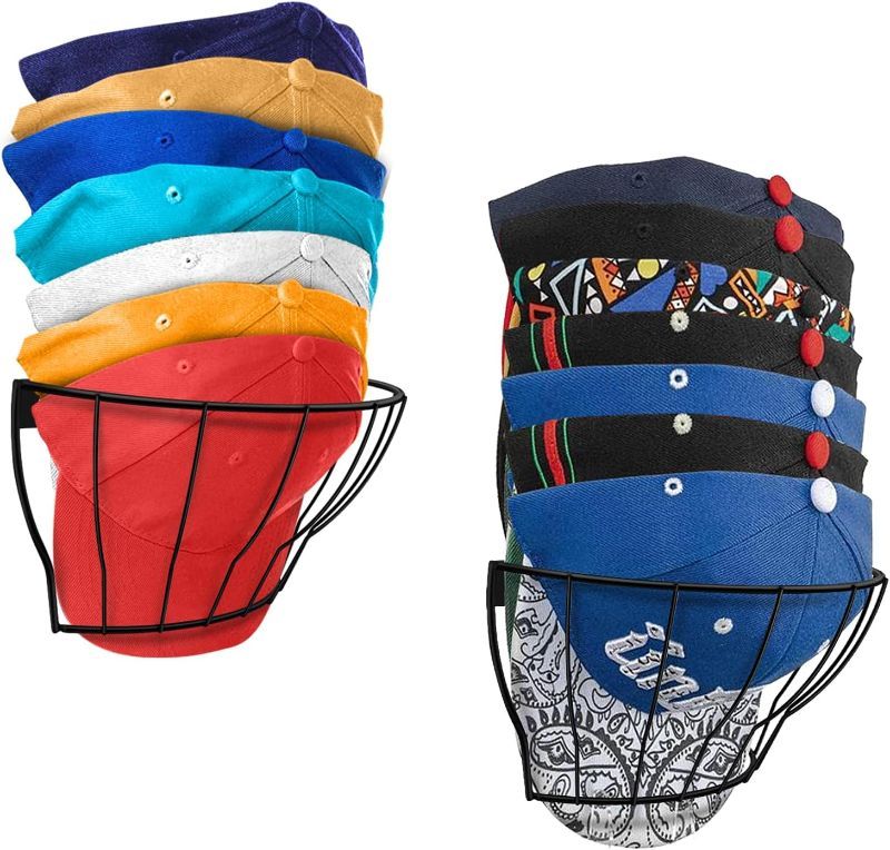 Photo 1 of [2-Pack] Hat Holder on Wall Mount,Metal Hat Racks Stand,Designed for Baseball Cap Organization,Hat Organizer for Baseball Caps,Baseball Hat Storage Organizer,Hat Rack for Closet up to 30 cap hangers.
