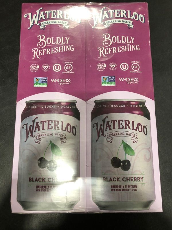 Photo 2 of 2 PACK Waterloo 2183341 12-12 Fl Oz Black Cherry Sparkling Water EXP 2/24/2024