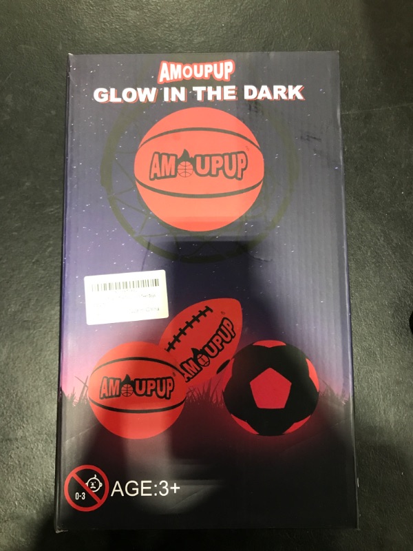 Photo 2 of Amoupup Glow in The Dark Basketball Football Soccer Sports Gifts Light Up Led Football Basketball Cool Stuff with Led Lights and Batteries - Kids Gifts Good Gift Ideas for Teen Boys and Girls Orange-Basketball