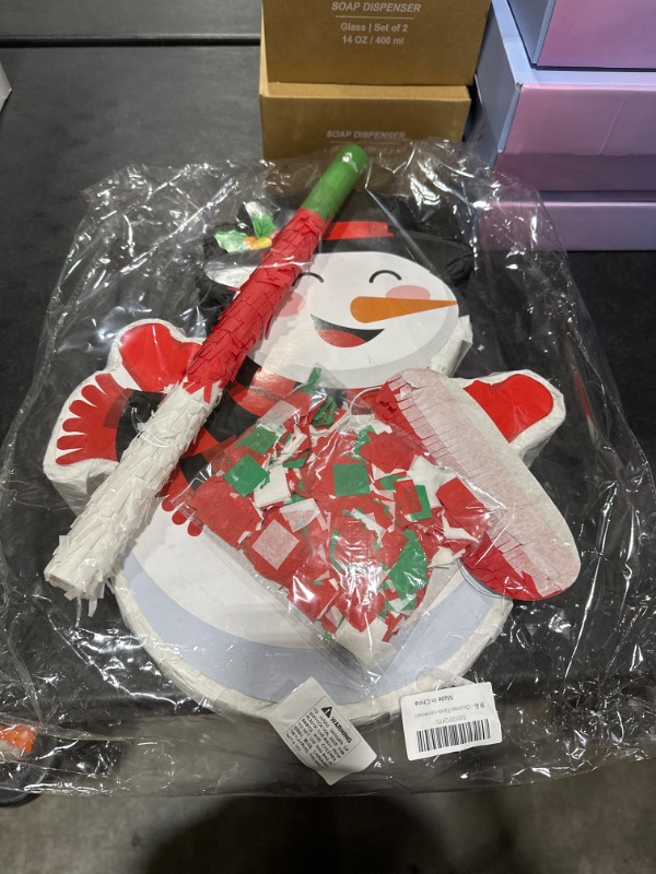 Photo 1 of Pinata Christmas Pinata Large, Mexican Pinata For Christmas Birthday Party Snowman Pinata With Stick And Blindfold Christmas Decorations (15.7 X 11 X 3 In) P-snowman