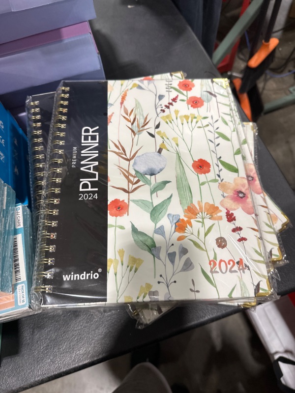 Photo 2 of Planner 2024 Daily Weekly Monthly Teacher Planner, 8.5"x11", Academic Hardcover Planner DEC 2023 to DEC 2024, 13-Month School Organizer, Spiral Notebook with Stickers, Inner Pocket, Coated Tabs Watercolor Flower LARGE: 8.5" x 11"