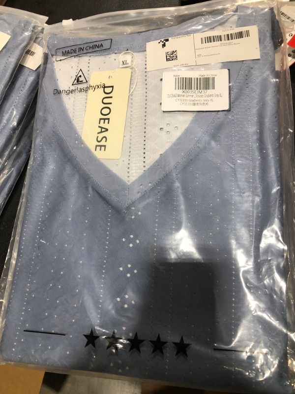 Photo 1 of DUOEASE Summer Tops for Women Short Petal Sleeve Eyelet Tshirts with Hollow SIZE L 