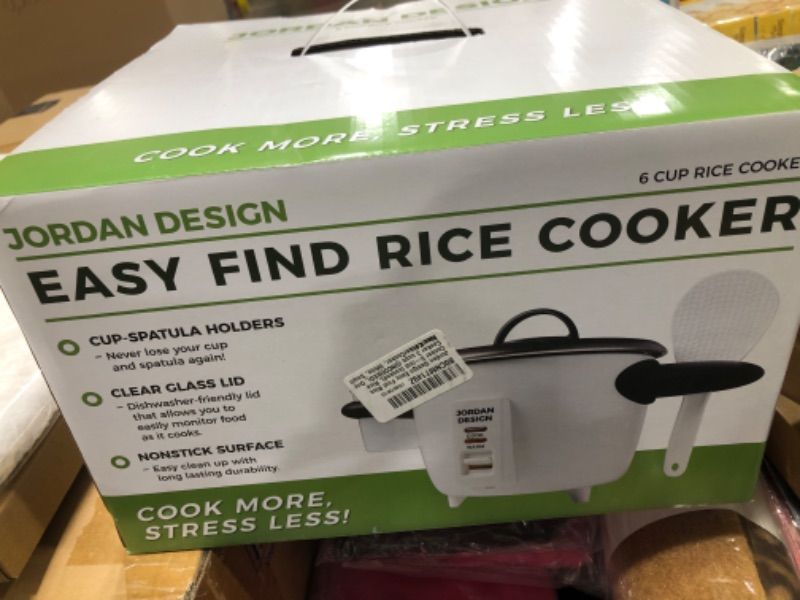 Photo 2 of Jordan Design Easy Find Rice Cooker 6-cup (cooked), Rice Cooker 3 cups (UNCOOKED), One Touch Rice Cooker, White, Small Rice Cooker