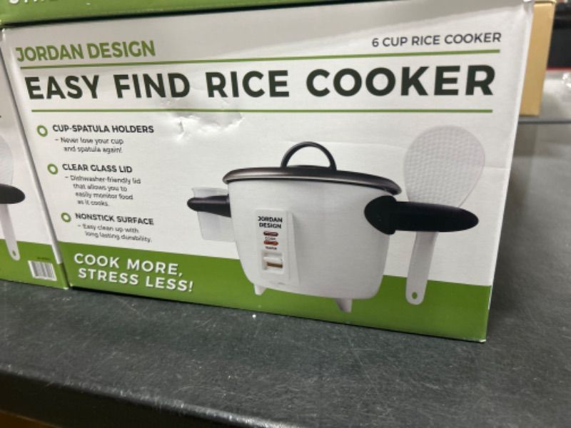 Photo 1 of Jordan Design Easy Find Rice Cooker 6-cup (cooked), Rice Cooker 3 cups (UNCOOKED), One Touch Rice Cooker, White, Small Rice Cooker