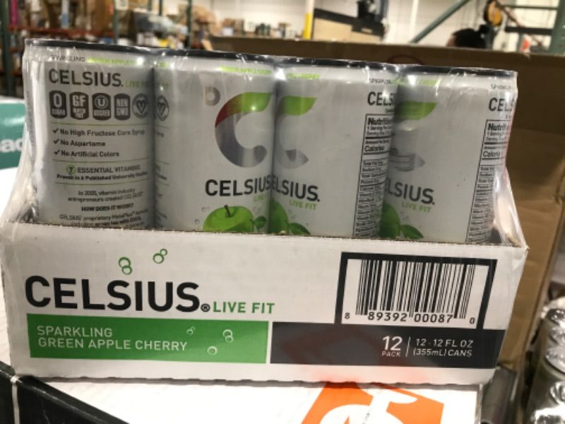 Photo 3 of CELSIUS Sparkling Green Apple Cherry, Functional Essential Energy Drink, 12 Fl Oz (Pack of 12) (EXP:09/24)