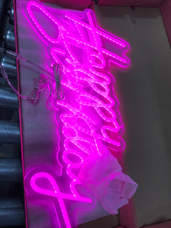 Photo 2 of 37x8 inch Happy Birthday Neon Sign Art Wall Lights for Beer Bar Club Bedroom Hotel Pub Cafe Wedding Birthday Party Gifts_Pink 2