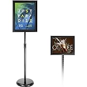 Photo 1 of Adjustable Poster Sign Stand Holder Heavy Duty Snap Open Aluminum Pedestal Floor Standing Sign Holder Vertical and Horizontal View Sign Displayed,Advertising Display Stand (Black, 8.5x11inches)
