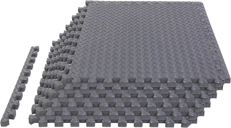 Photo 1 of Mat Block APM002GY-1 Torin Interlocking Foam Tiles Puzzle Mats: EVA Gym Mat Flooring Exercise Equipment Mat for Home Gym Equipment, 24 SQ FT, 1/2 inch Thick, 6 Tiles, Grey