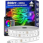 Photo 1 of 200ft Outdoor LED Strip Lights Waterproof 1 Roll,IP68 Outside Led Light Strips Waterproof with App and Remote,Music Sync RGB Exterior Led Rope Lights with Self Adhesive Back for Deck,Balcony,Pool
