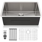 Photo 1 of 27" Undermount Sink - Lordear 27 inch Kitchen Sink Undermount Deep Single Bowl 16 Gauge R10 Tight Radius Stainless Steel Undermount Kitchen Sink Basin
