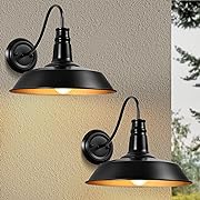 Photo 1 of 14 inch Gooseneck Barn Lights Outdoor? Exterior Classic Black Outdoor Wall Sconce for Porch, House, Farmhouse, Garage, 2-Pack