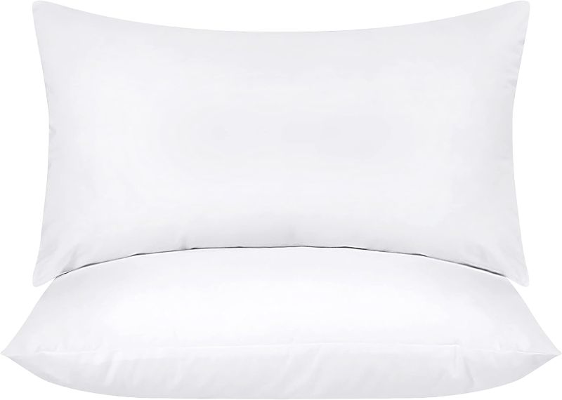 Photo 1 of  Bedding Throw Pillows Insert (Pack of 2, White) - 12 x 20 Inches Bed and Couch Pillows - Indoor Decorative Pillows