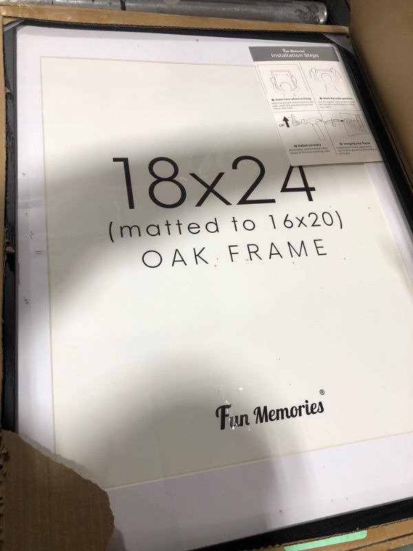 Photo 2 of 18x24 Black Picture Frame 1 Pack, 18 x 24 Poster Frame Oak Frame, 18"x24" Wood Frame Matted to 16x20, Natural Oak Picture Frame 18x24 Art Frame Black 18x24 - 1P