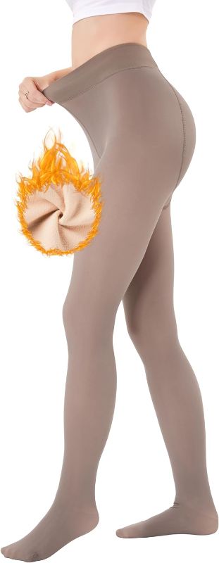 Photo 1 of COZYOFFI Fleece Lined Tights Thermal Pantyhose Fake Translucent Women Winter Warm Sheer Tights SIZE L 