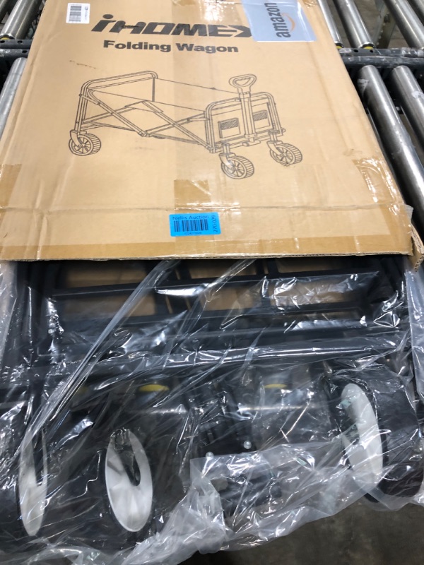 Photo 1 of Collapsible Foldable Wagon, Beach Cart Large Capacity, Heavy Duty Folding Wagon Portable, Collapsible Wagon for Sports, Shopping, Camping (Black, 1 Year Warrant) Matte Black