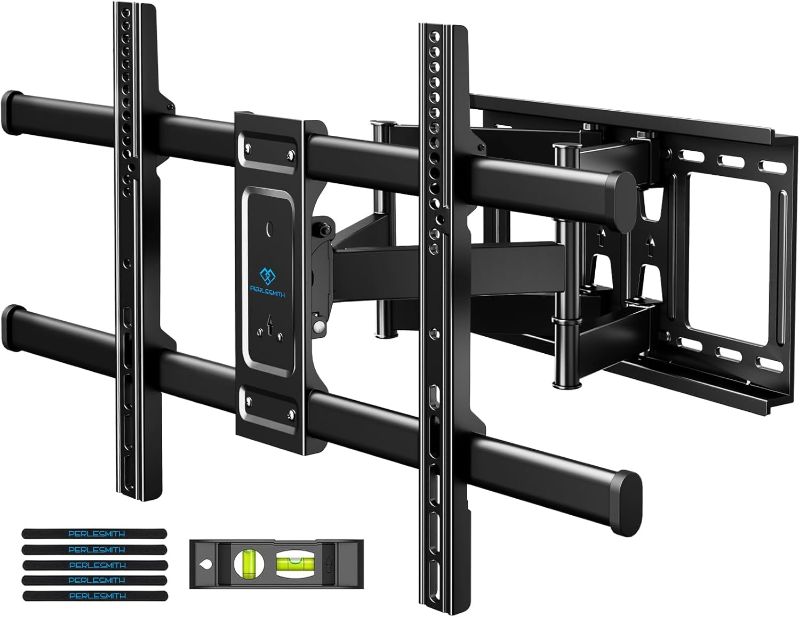 Photo 1 of PERLESMITH Full Motion TV Wall Mount for 37-82 inch TVs up to 132 lbs, Max VESA 600x400mm, TV Bracket with Dual Articulating Arms, Tilt, Swivel, Extension, 16" Wood Studs, PSLFK1
