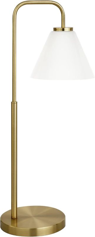 Photo 1 of Henderson 27" Tall Arc Table Lamp with Glass Shade in Brass/White Milk
