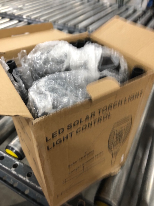 Photo 1 of 6 Pack Solar Flickering Flame Torch,Solar Torch Lights LEDs Waterproof Solar Outdoor Light Christmas Decor Outdoor Lights Torches Dancing Flame 6 Pack Black