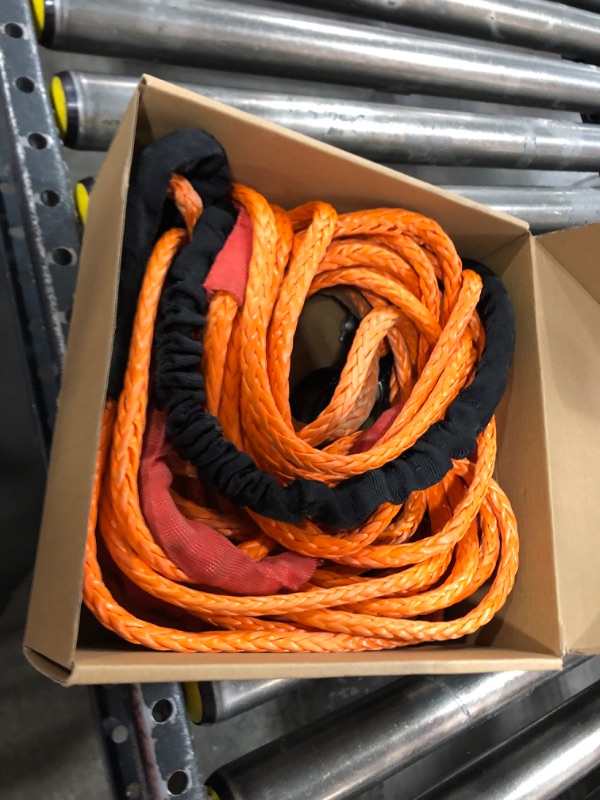 Photo 2 of 3/8" x 60ft Synthetic Winch Rope 19,854lbs Dyneema Winch Cable Line with Hook and Sleeve Protection Car Tow Recovery Cable for 4WD Off Road Vehicle SUV Truck(Orange-Slim)