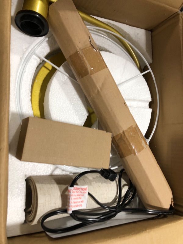 Photo 1 of ?Upgraded? Dimmable Floor Lamp, 1200 Lumens LED Bulb Included, Gold Arc Floor Lamps for Living Room Modern Standing Lamp with Linen Shade, Tall Lamp for Living Room Bedroom Office Reading Room Nursery Gold-Linen Shade