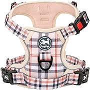Photo 1 of PoyPet Plaid Dog Harness, No Pull Front Clip Pet Vest Harness, Soft Padded Reflective Adjustable Walking Harness with Handle for Large Dogs(Checkered Beige,L)

