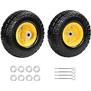 Photo 1 of Parts Camp 4.10/3.50-4 tire and wheel flat free, 10" Solid Tire Wheel Garden Cart Wheels Wheelbarrow Wheels For Trailer/dolly/Dump Cart/Hand Truck/Wagon with 5/8" Bearings 2.1" Offset Hub(2 Pack)
