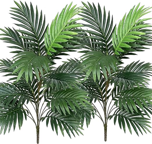 Photo 1 of Artificial Palm Tree 30" Tall UV Resistant Tropical Areca Faux Plants Monstera Leaves Floral Arrangement Safari Leaves Party Suppliers Decorations