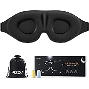 Photo 1 of MZOO Sleep Eye Mask for Men Women, Zero Eye Pressure 3D Sleeping Mask, 100% Light Blocking Patented Design Night Blindfold, Soft Eye Shade Cover for Travel, Black
