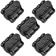 Photo 1 of 5 Pack Black Multi Cable Connector Insulated Multi Tap Connector 3 Wire Port Splice Connector Dual Sided Entry Prefilled with Oxide Inhibitor (2.3''Lx1.55''H)
