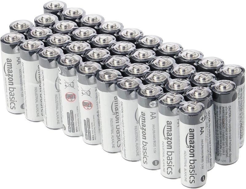 Photo 1 of Amazon Basics AA Alkaline Batteries, Industrial Double A, 5-Year Shelf Life, 40-Pack
