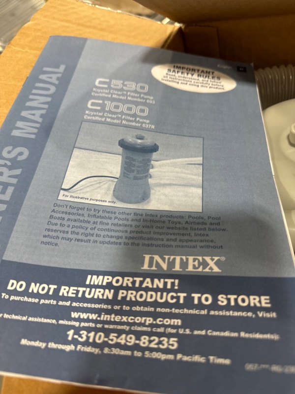 Photo 2 of INTEX C1000 Krystal Clear Cartridge Filter Pump for Above Ground Pools: 1000 GPH Pump Flow Rate – Improved Circulation and Filtration – Easy Installation – Improved Water Clarity – Easy-to-Clean 1,000 Gallons Per Hour Filter Pump