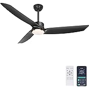 Photo 1 of Ohniyou 56 Inch Black Ceiling Fan with Lights, Modern 3 Blades Ceiling Fan with Remote/APP Control, Reversible DC Motor, Dimmable 3 CCT, Indoor Outdoor Ceiling Fan for Covered Patios Living Room
